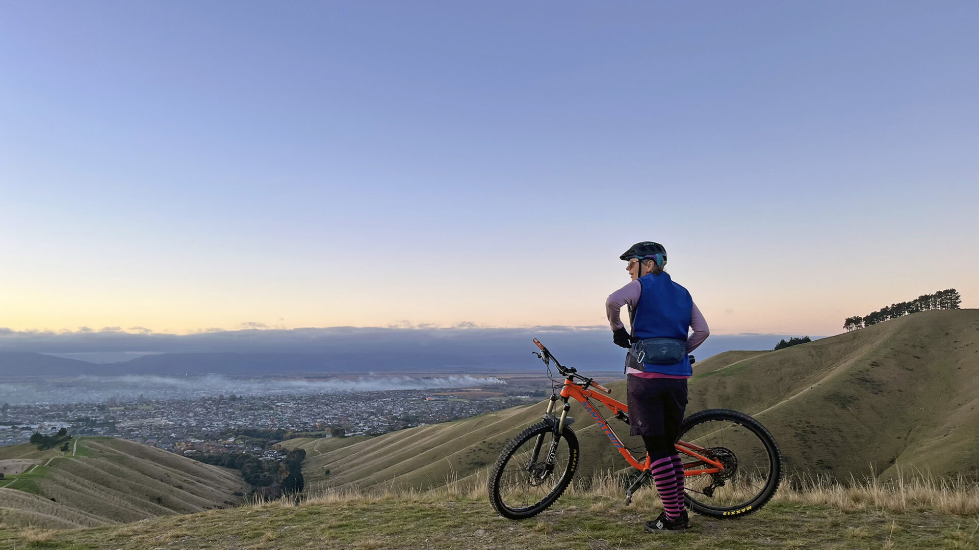 Sarah at Wither Hills (credit Lee Slater) Sarah looks over Blenheim with her mountain bike from the Wither Hills Farm Park (credit Lee Slater)