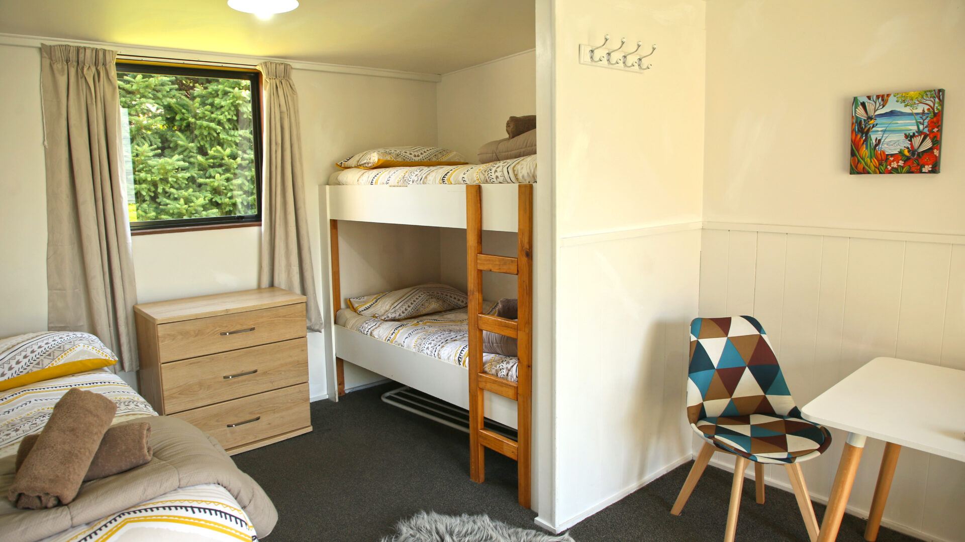 Comfy, stylish Kitchen Cabin at Picton TOP 10 Holiday Park.