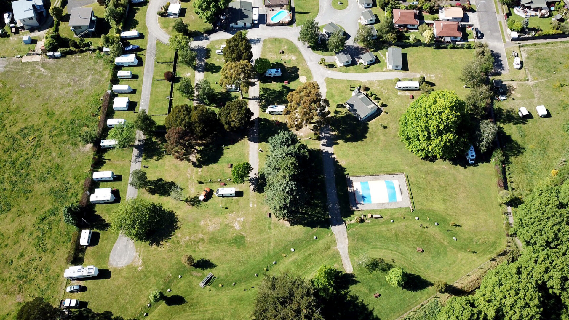 The Picton TOP 10 Holiday Park from above Drone shot of Picton TOP 10 Holiday Park.